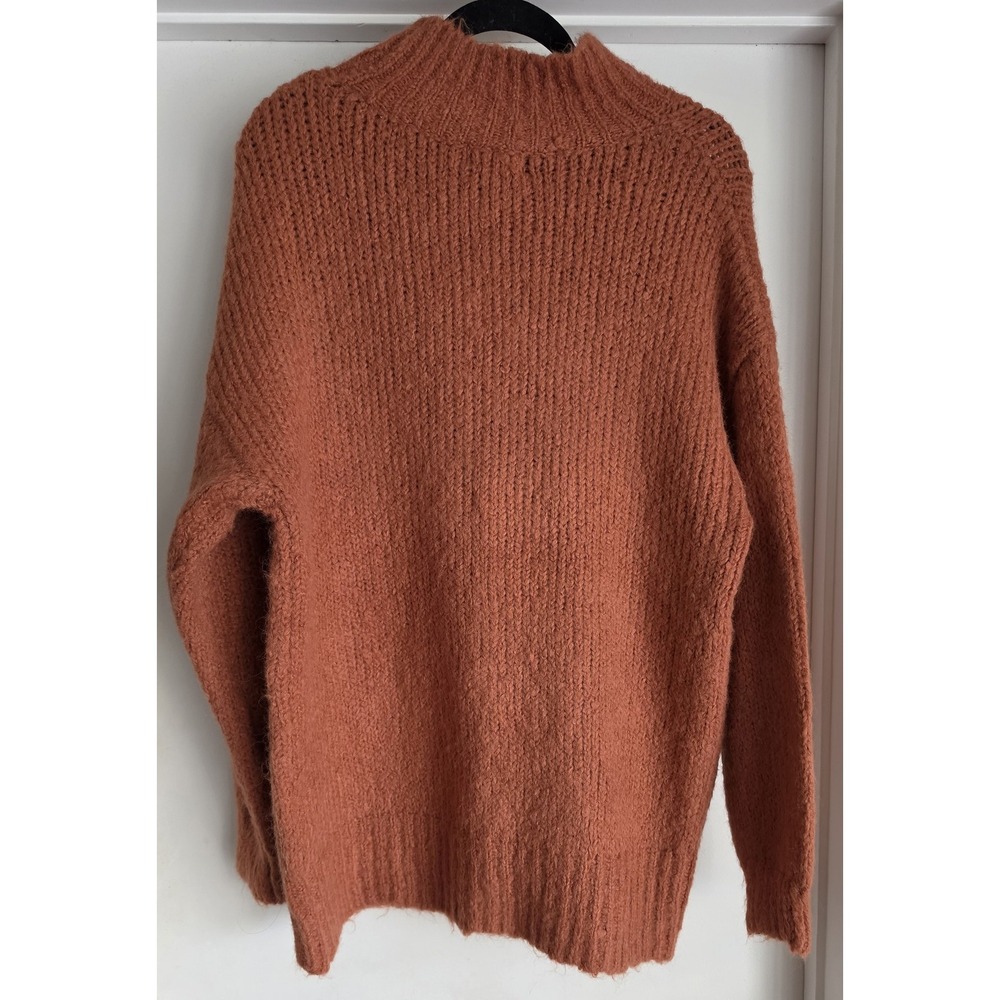 Molly Bracken Pullover Sweater Long Sleeve Mock Neck Rust Solid Casual NWT